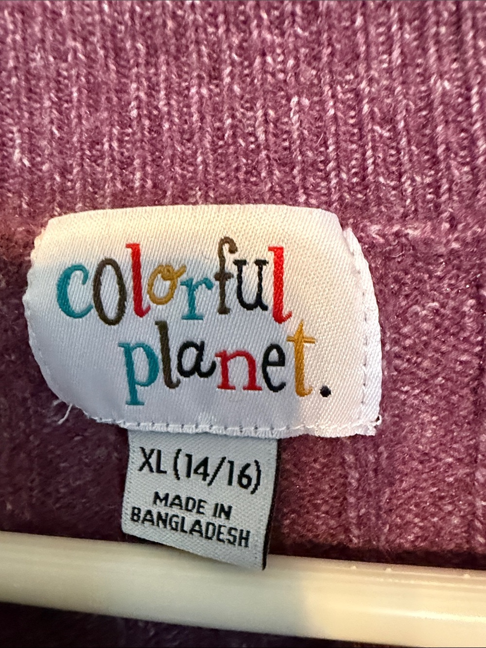 Colorful Planet Girls XL 14/16 Purple Ribbed Cropped Collared Cardigan Y2K 90s - Picture 2 of 4